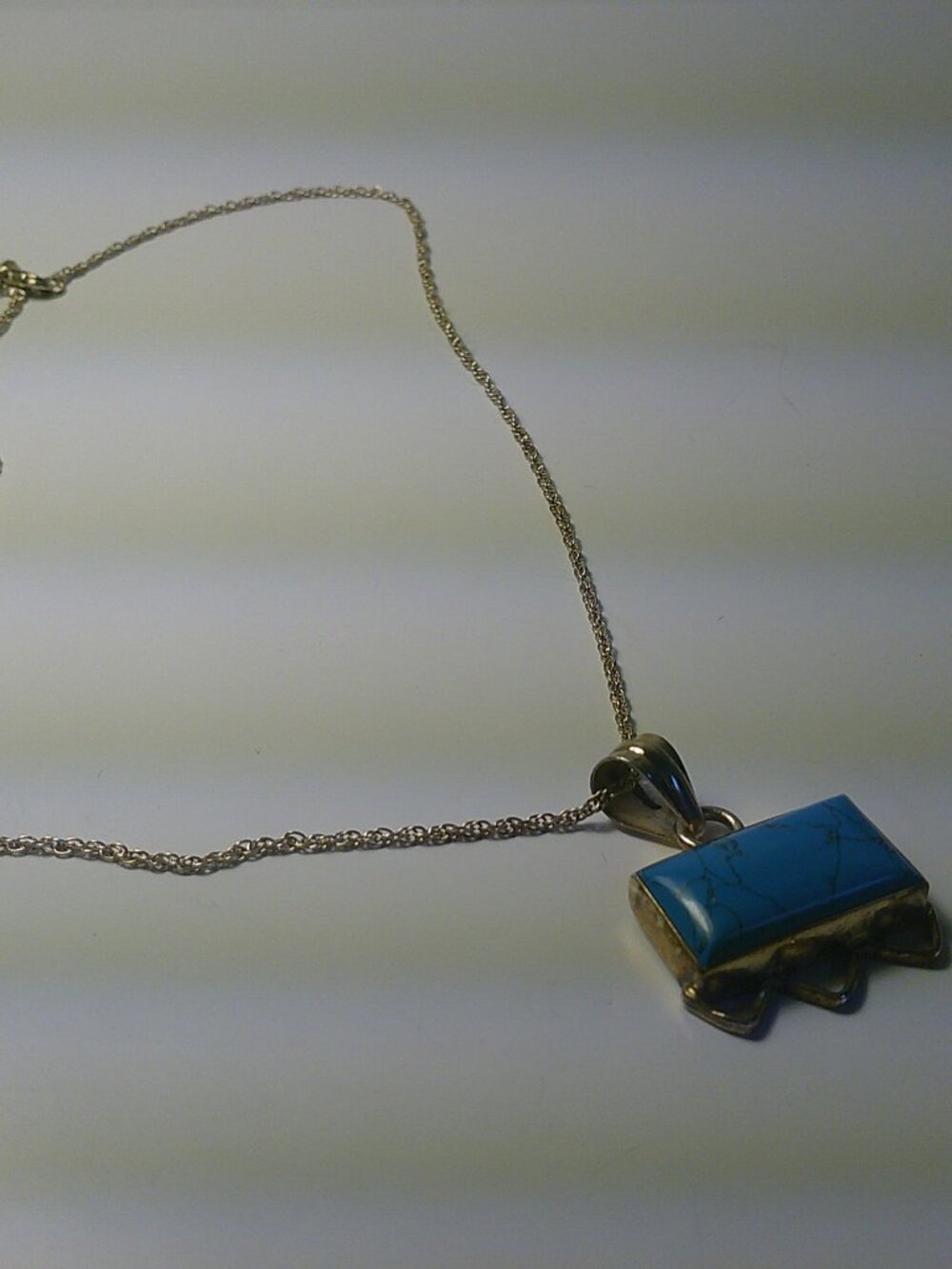 Vintage Blue Stone Pendant Necklace | Gold-Tone Chain | Lapis Lazuli Style